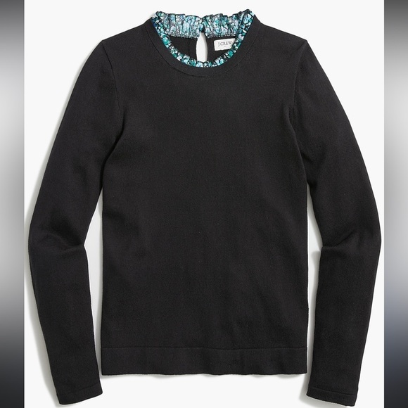 NWT J.Crew Ruffle-Trim Sweater size Large Preppy School Buisness Casual - Picture 1 of 6